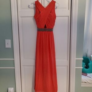 Coral dress with cutouts